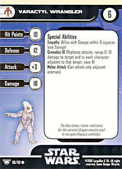 Star Wars Miniature Stat Card - Varactyl Wrangler, #60 - Common