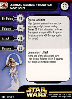Star Wars Miniature Stat Card - Aerial Clone Trooper Captain, #2 - Rare