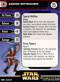 Star Wars Miniature Stat Card - Anakin Skywalker, #3 - Very Rare