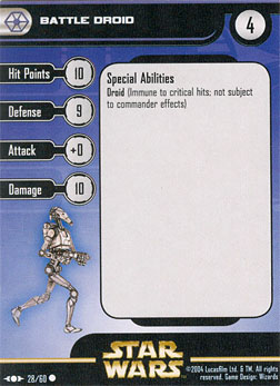 Star Wars Miniature Stat Card - Battle Droid #28, #28 - Common