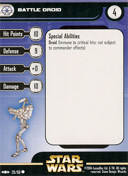 Star Wars Miniature Stat Card - Battle Droid #29, #29 - Common