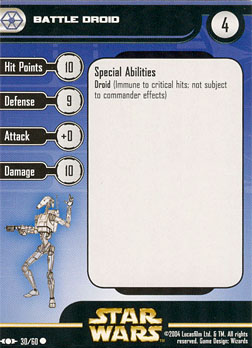 Star Wars Miniature Stat Card - Battle Droid #30, #30 - Common