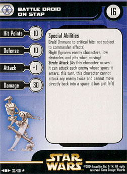 Star Wars Miniature Stat Card - Battle Droid on STAP, #32 - Rare