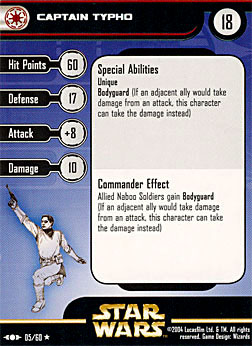 Star Wars Miniature Stat Card - Captain Typho, #5 - Rare