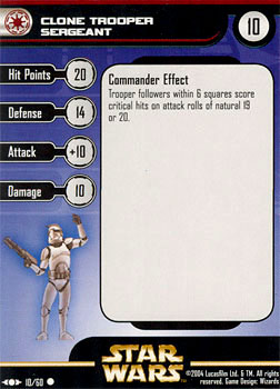 Star Wars Miniature Stat Card - Clone Trooper Sergeant, #10 - Common
