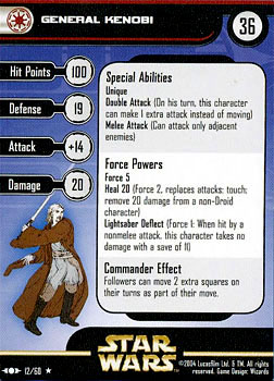Star Wars Miniature Stat Card - General Kenobi, #12 - Rare