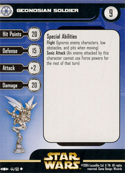 Star Wars Miniature Stat Card - Geonosian Soldier, #44 - Uncommon