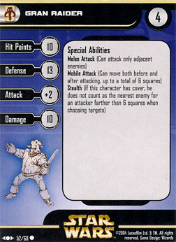 Star Wars Miniature Stat Card - Gran Raider, #52 - Common