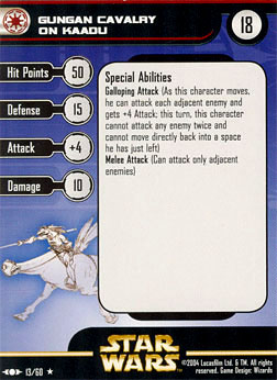 Star Wars Miniature Stat Card - Gungan Cavalry on Kaadu, #13 - Rare