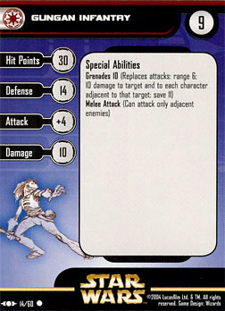 Star Wars Miniature Stat Card - Gungan Infantry, #14 - Common