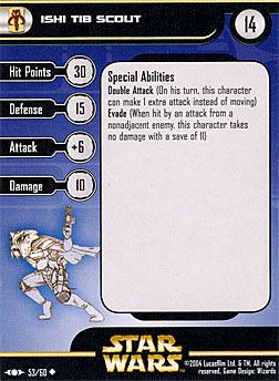 Star Wars Miniature Stat Card - Ishi Tib Scout, #53 - Uncommon