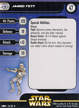 Star Wars Miniature Stat Card - Jango Fett, #45 - Rare