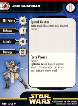 Star Wars Miniature Stat Card - Jedi Guardian - CLS, #15 - Uncommon