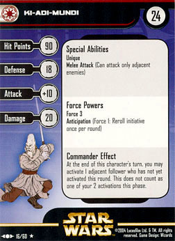 Star Wars Miniature Stat Card - Ki-Adi-Mundi, #16 - Rare