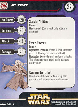 Star Wars Miniature Stat Card - Kit Fisto, #17 - Rare