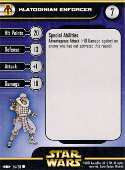 Star Wars Miniature Stat Card - Klatooinian Enforcer, #54 - Common