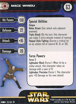 Star Wars Miniature Stat Card - Mace Windu, #19 - Very Rare