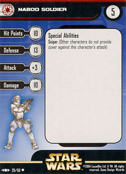 Star Wars Miniature Stat Card - Naboo Soldier, #20 - Uncommon