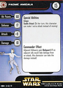 Star Wars Miniature Stat Card - Padme Amidala, #21 - Very Rare