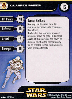 Star Wars Miniature Stat Card - Quarren Raider, #56 - Uncommon