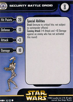 Star Wars Miniature Stat Card - Security Battle Droid, #46 - Common