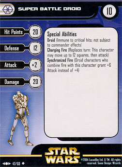 Star Wars Miniature Stat Card - Super Battle Droid #47, #47 - Uncommon