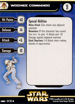 Star Wars Miniature Stat Card - Wookiee Commando, #59 - Uncommon