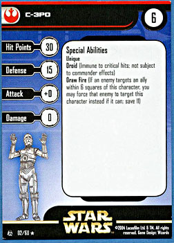 Star Wars Miniature Stat Card - C-3PO, #2 - Rare