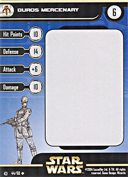 Star Wars Miniature Stat Card - Duros Mercenary, #44 - Uncommon