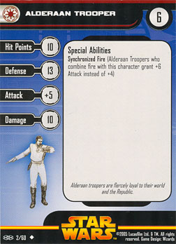 Star Wars Miniature Stat Card - Alderaan Trooper, #2 - Uncommon