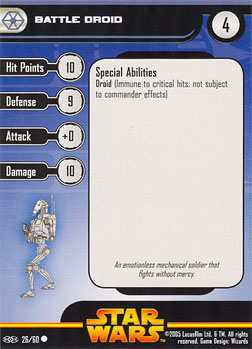 Star Wars Miniature Stat Card - Battle Droid #26, #26 - Common