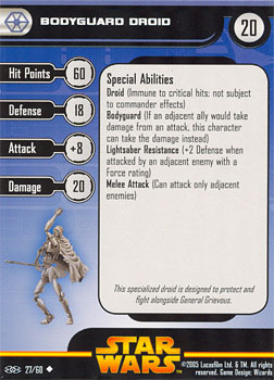 Star Wars Miniature Stat Card - Bodyguard Droid #27, #27 - Uncommon