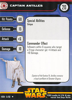 Star Wars Miniature Stat Card - Captain Antilles, #6 - Rare