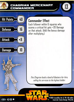 Star Wars Miniature Stat Card - Chagrian Mercenary Commander, #43 - Uncommon