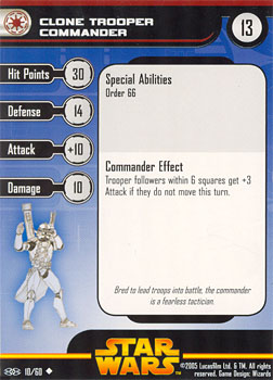 Star Wars Miniature Stat Card - Clone Trooper Commander, #10 - Uncommon