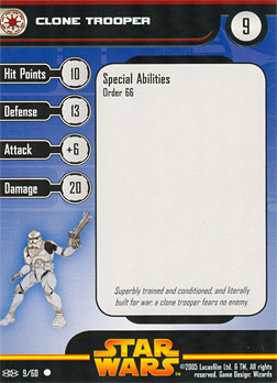 Star Wars Miniature Stat Card - Clone Trooper #9, #9 - Common