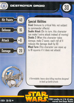 Star Wars Miniature Stat Card - Destroyer Droid, #30 - Rare