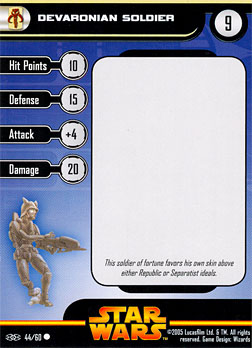 Star Wars Miniature Stat Card - Devaronian Soldier, #44 - Common