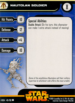 Star Wars Miniature Stat Card - Nautolan Soldier, #49 - Common