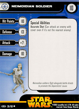 Star Wars Miniature Stat Card - Neimoidian Soldier #36, #36 - Uncommon
