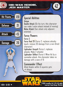 Star Wars Miniature Stat Card - Obi-Wan Kenobi, Jedi Master, #15 - Rare