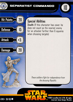 Star Wars Miniature Stat Card - Separatist Commando, #38 - Common