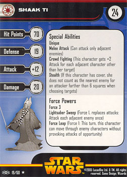 Star Wars Miniature Stat Card - Shaak Ti, #19 - Rare