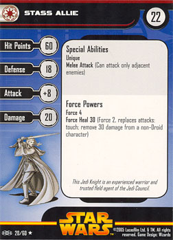 Star Wars Miniature Stat Card - Stass Allie, #20 - Rare