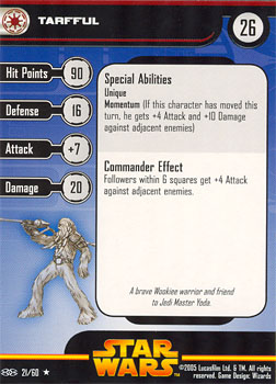 Star Wars Miniature Stat Card - Tarfful, #21 - Rare