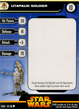 Star Wars Miniature Stat Card - Utapaun Soldier #52, #52 - Common