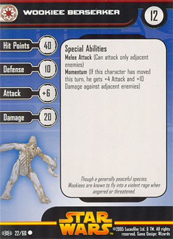 Star Wars Miniature Stat Card - Wookiee Berserker, #22 - Common