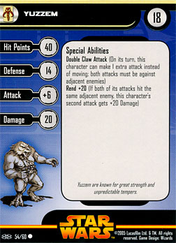 Star Wars Miniature Stat Card - Yuzzem, #54 - Common