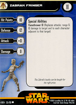 Star Wars Miniature Stat Card - Zabrak Fringer, #55 - Common