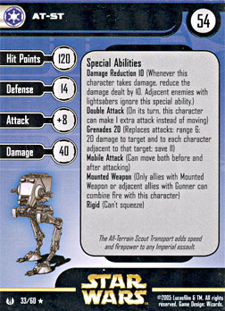 Star Wars Miniature Stat Card - AT-ST, #33 - Rare